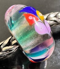 NEW   Trollbeads Beautiful Multi color base with a multicolor patter UNIQUE OOAK