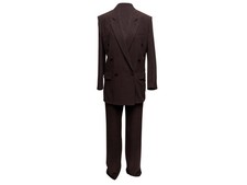 Brown Saint Laurent Suit Double-Breasted Silk Pant Suit Size US S