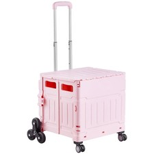 65L foldable rolling crate cart stair climbing wheels collapsible shopping