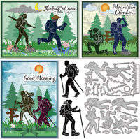 Stanzformen FüR Bergcamping Kletterer Zum Gestalten Von Karten Reise Silhouette