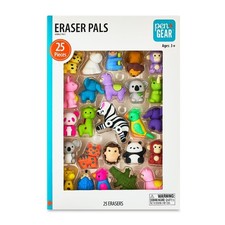 25-Pack Animal Pencil Erasers for School and Office Use