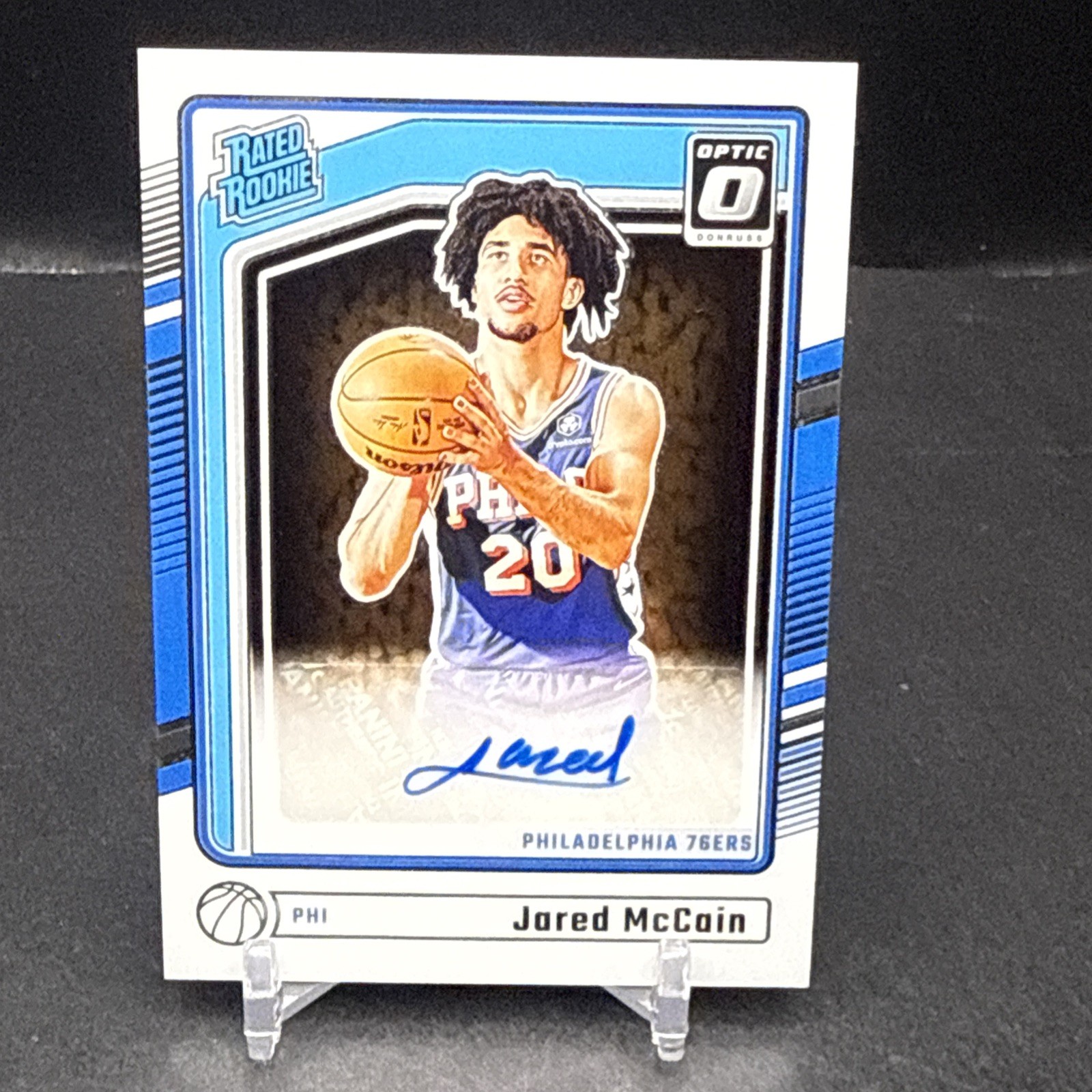 2024-25 Donruss Optic Jared McCain #313 Rated Rookie AUTO Philadelphia 76ers CM3