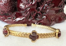 Italian Gold Plated 925 Sterling Silver Garnet Bracelet 57.5 mm