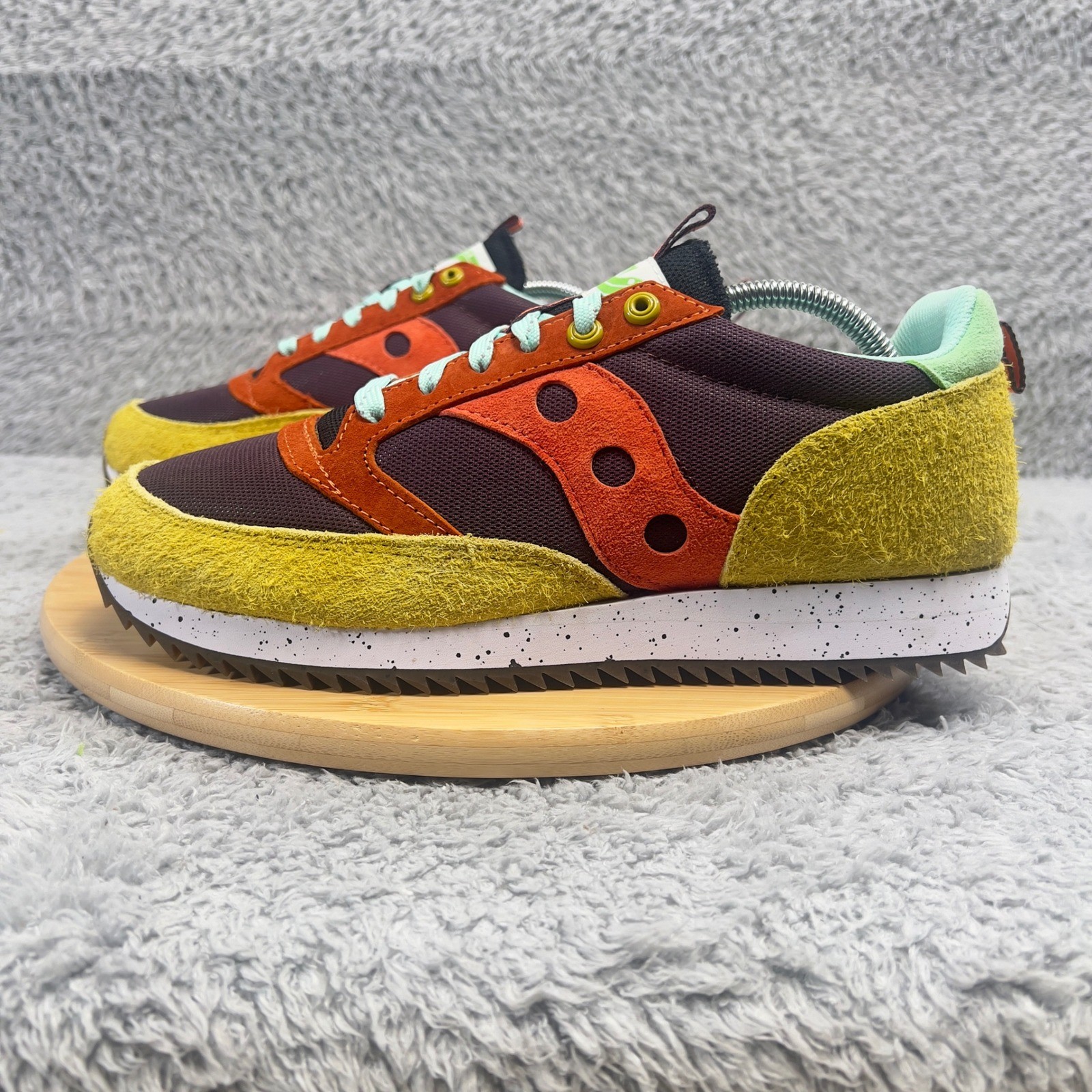 Saucony Jazz 81 Peak Mens 11 Yellow Burgundy Athleisure Tral