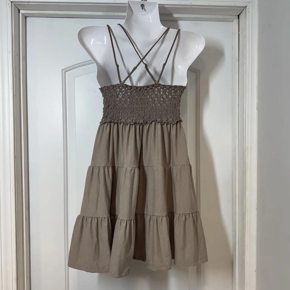 Zenana кокетка молочница ярусный Кокетливое платье бак размер S бежевый кружевной собранными в Рюш - Изображение 2 из 4