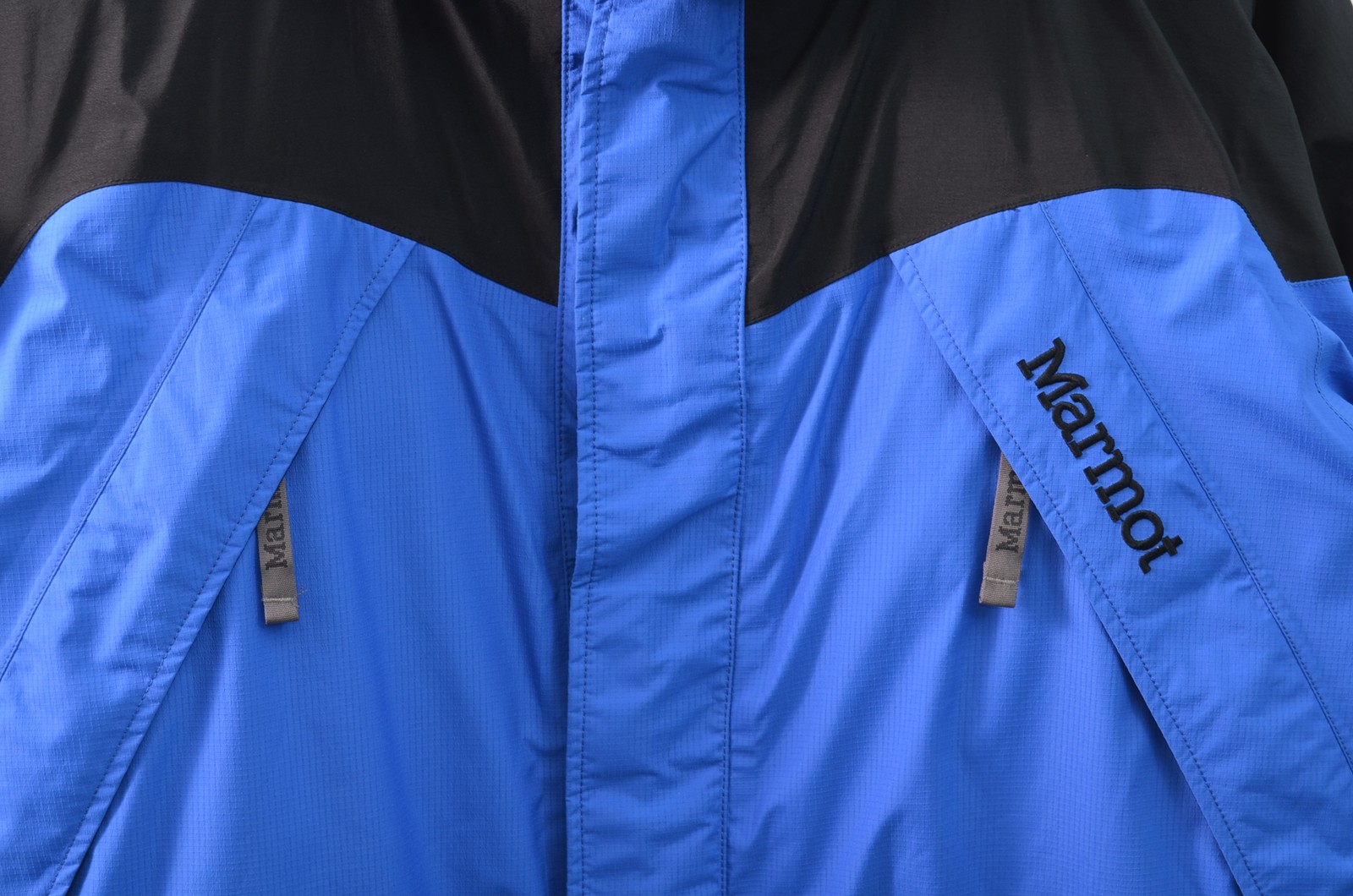 Marmot Mens Medium Rem Gore-Tex Down Parka Blue Woven Nylon Blend Hooded Pocket image 3