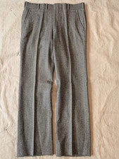 Vintage 50s 60s Herringbone Knit Men's Gray Wool Classic Tweed Trouser Talon 35