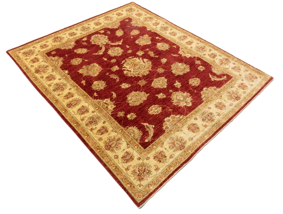 Afghan Chobi Ziegler Alfombra Hecha A Mano 160x190 Cuadrada Beige - Imagen 3 de 4