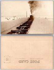 RPPC Cadillac MI Loggers Train Photo Postcard