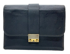 Auth Christian Dior Trotter Pattern Leather Navy Clutch Bag NS100734
