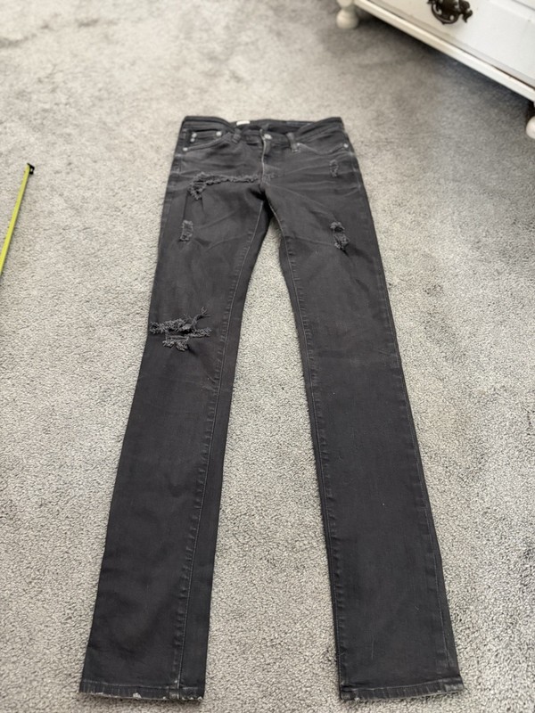 Adriano Goldschmeid AG Jeans Women size 26 Black Premiere Distressed Skinny Logo