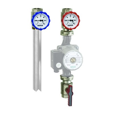 Flamco Pumpen-Armaturgruppe 3-teilig Thermometergriff DN 25 G 1'' Innengewinde