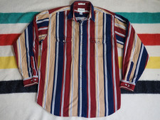 VTG 90s Eddie Bauer Elkhorn Canvas Red Blue Striped Outdoor Button Shirt XLT Men