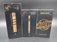 Olight Brass Light & Pen Bundle, i3T2 + Open Mini 2 + i1R2 Pro, Brand New Sealed