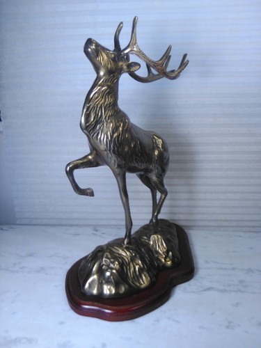 Stolze Bock Skulptur, Messingguss Metall Statue Hütte Dekor Hirsch Elch 13" - Bild 10 von 22