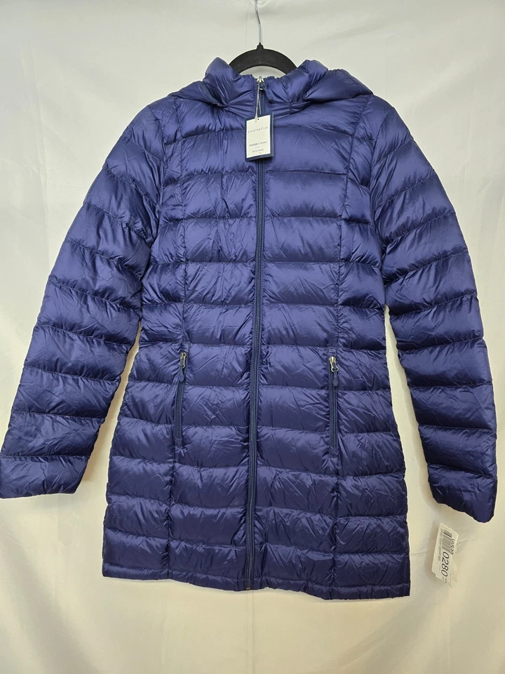 Charter Club Womens Blue Packable Hooded Premium Duck Down Puffer Coat Size M - Image 2 of 4