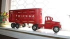 Tonka Livestock Semi Truck & Cattle Trailer Red Pressed Steel Toy 1950s