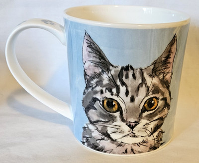 Dunoon Coffee Mug Gray Tabby Cat Pawtraits Dawn Chritchley Bone China England