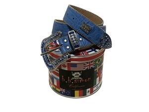 B.B. Simon Belt, Classic - Blue Croc/Sapphire - Silver Size 30 - 3000-A49