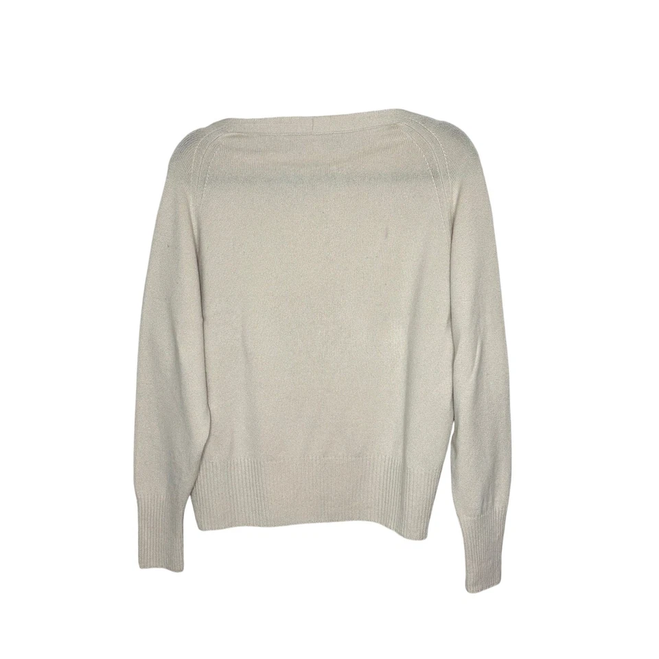 Suéter Vince Off White Mezcla Lana Cachemira Cuello Barco Manga Larga Minimalista M Foto 2 de 4
