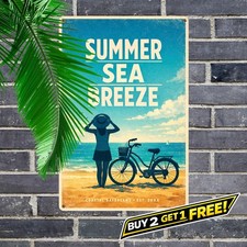 Beach Lifestyle Seaside Background Metal Tin Sign Coastal Wall Decor 8x12