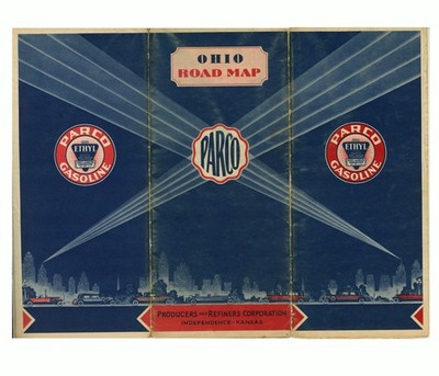 Vintage 1932 Ohio Road Map   Producers & Refiners Corp. (PARCO)