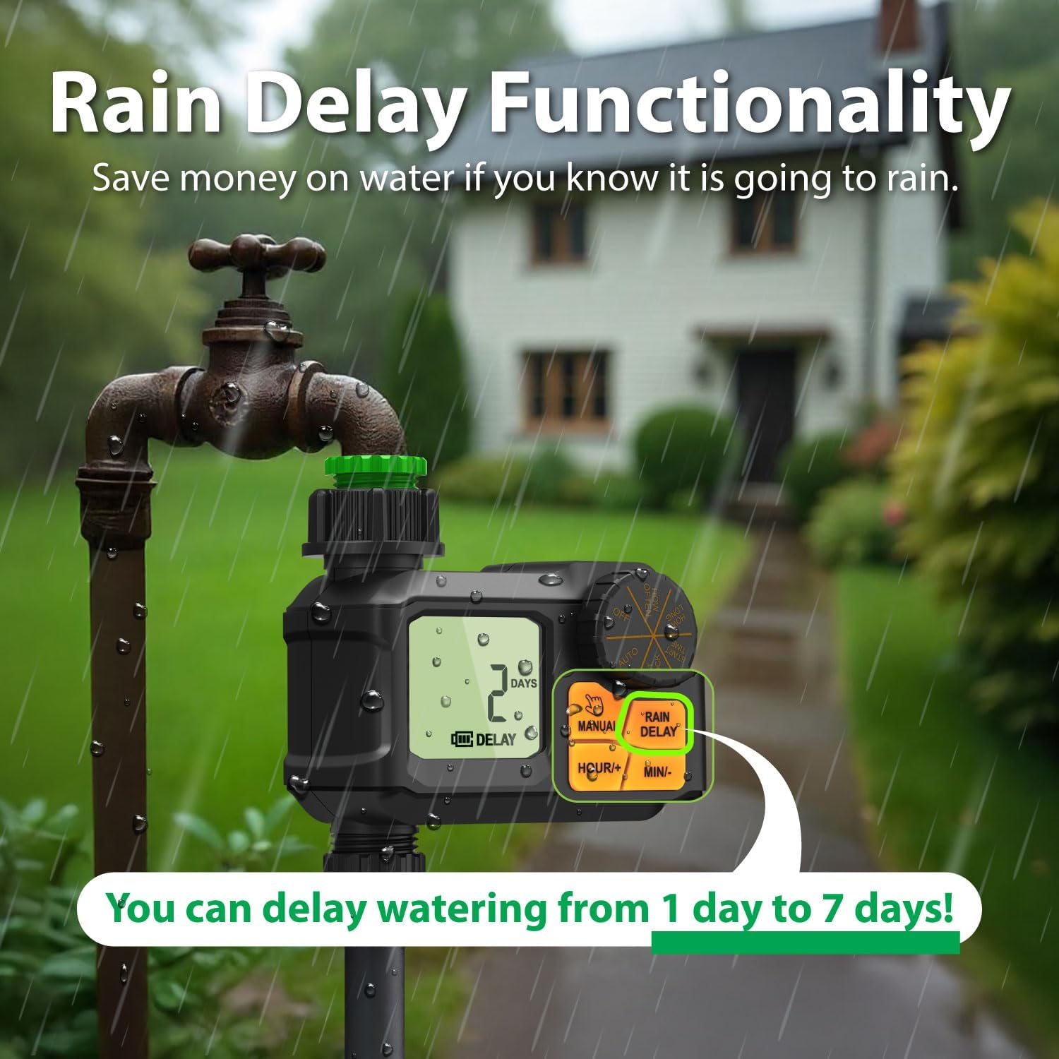 Sprinkler Timer Garden Water Hose Faucet Timer 1 Min-7 Days Programmable