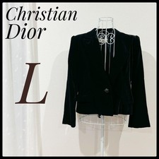USED EXCELLENT CONDITION CHRISTIAN DIOR VELOUR SHORT JACKET, NAVY BLUE, SIZE