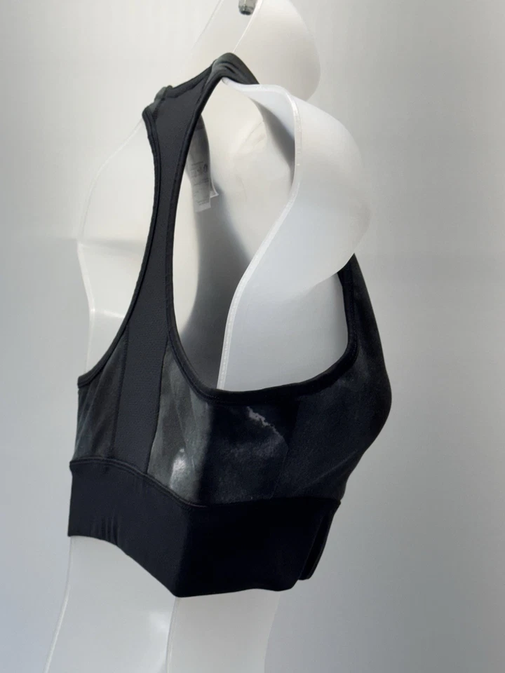 Sutiã esportivo Reebok feminino tamanho médio pronto para treino corrida preto cinza - Imagem 3 de 4