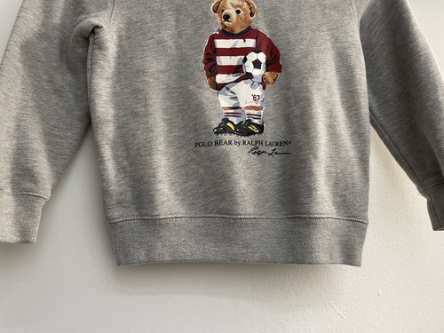 Polo Ralph Lauren Teddy Bear Crewneck Boys Size 5 Grey Soccer Rugby Sweatshirt - Picture 4 of 9