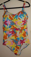 Lands End Womens Plus Size 22W 2X Bright Floral One Piece Swimsuit