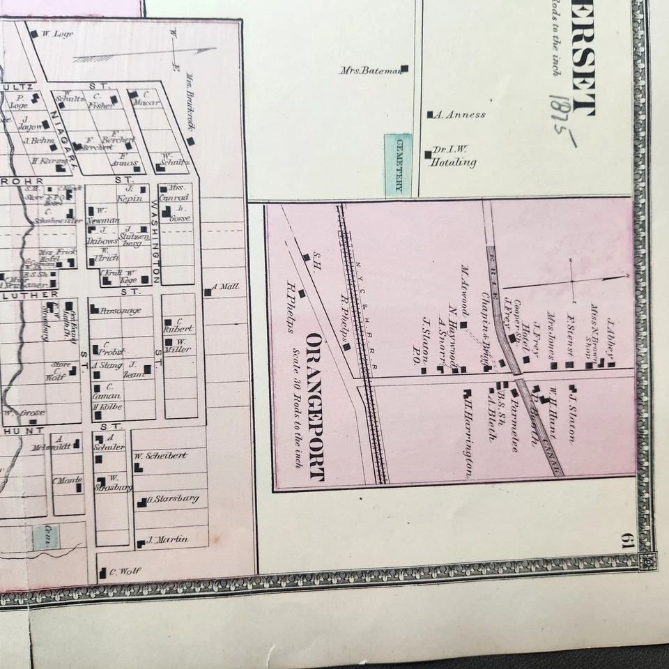 Vintage 1875 Somerset Royalton Center Bergholtz Orangeport Map Niagara County NY - Image 3 of 4