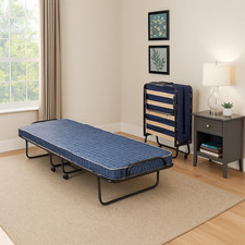 Dmora Letto Pieghevole ADA, Brandina Con Rete 12 Doghe, Materasso Incluso, Letti