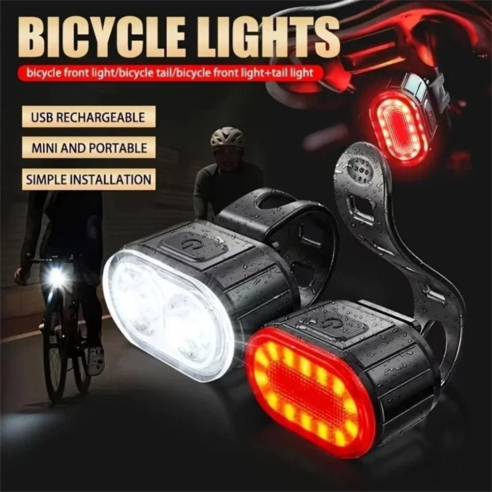 Mountain Bike Lights USB Rechargeable Bicycle LED Torch Front Rear + Lamp Set AU