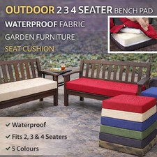 OUTDOOR 2 3 4 SEATER BENCH PAD WATERPROOF FABRIC GARDEN FURNITURE SEAT CUSHION
