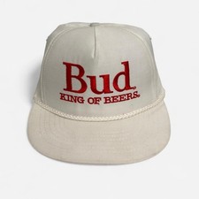 BUD King of Beers Hat Vintage Retro Budweiser Trucker Rope Cap 80s/90s Beer USA