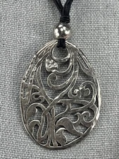 Silpada Retired 22" Triple Strand Sterling Silver Pendant Cord Necklace