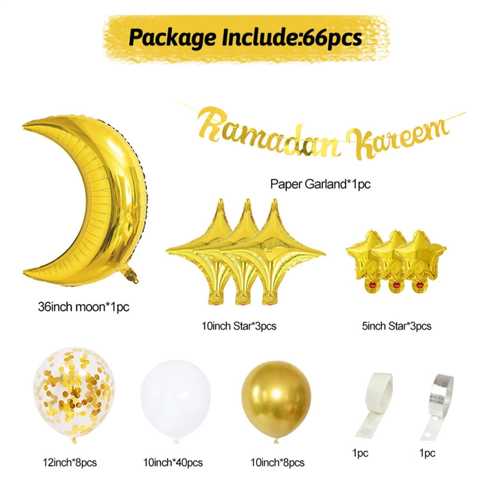 Eid Mubarak Balloon Set Ramadan Decoration For Home Eid Muslim Party Decor - Image 3 of 4