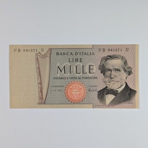 1969 Italy 1000 Lire Paper Money XF/AU