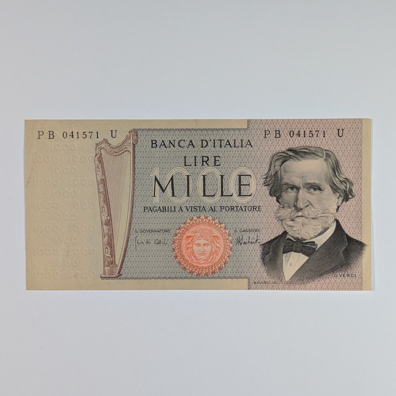 1969 Italy 1000 Lire Paper Money XF/AU