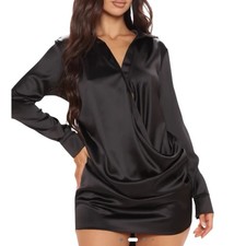 Fashion nova  Time Of My Life Satin Black Dress