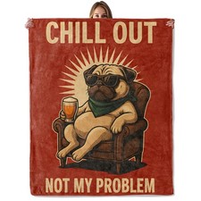 Funny Pug Throw Blanket Cozy Soft Warm Fleece Couch Camping Decor 50x60 Inch