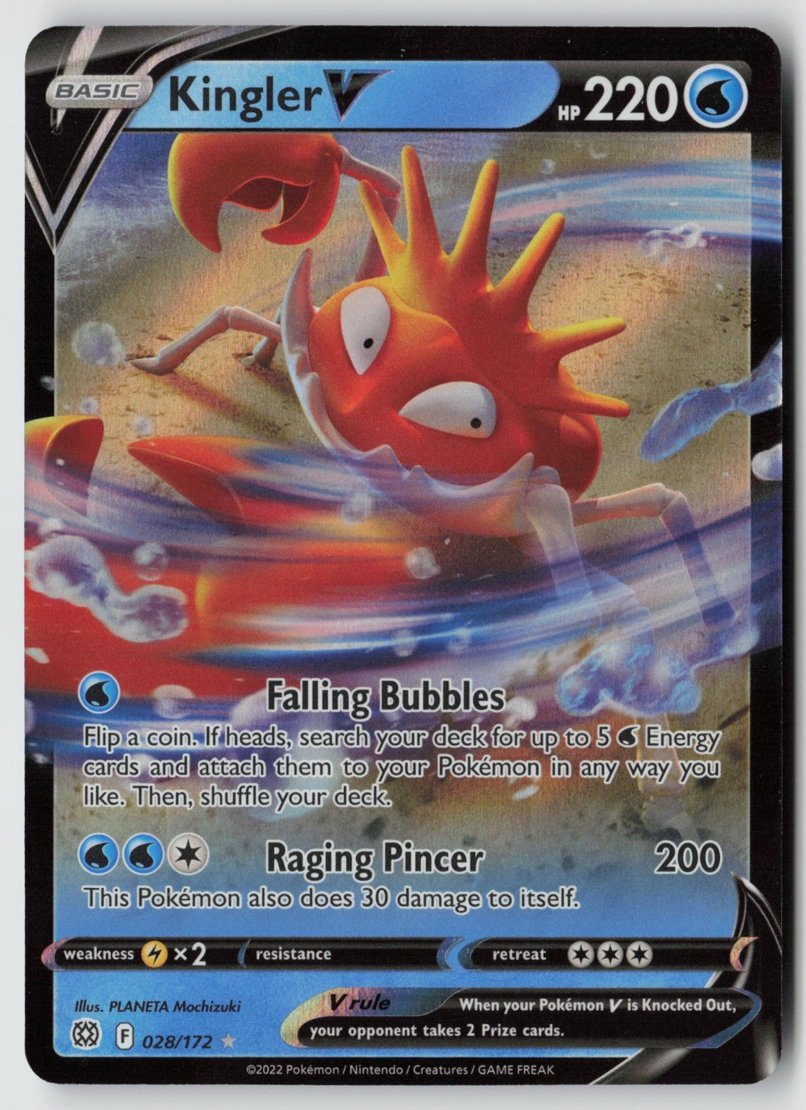 Kingler V 028/172 SWSH09: Brilliant Stars Ultra Rare Holo NM