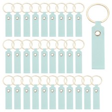 40Pcs PU Leather Laser Engraving Keychain Blanks Light Green 3.7" x 0.7"