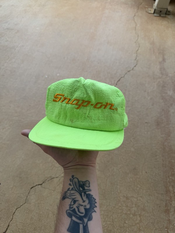 Vintage Neon Green 90s Snap On Tools SnapBack Trucker Hat