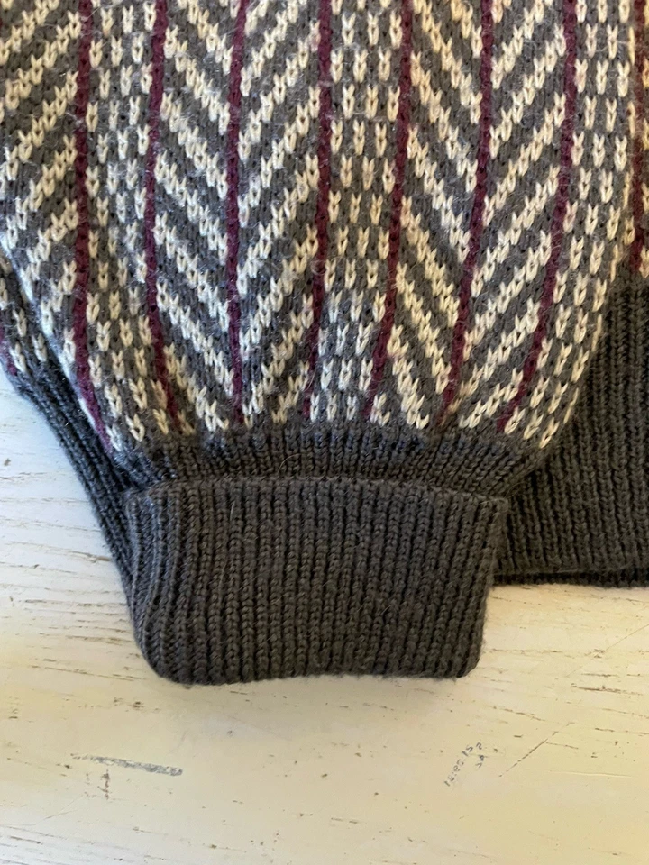 Express Cardigan Sweater Men L Vintage Hong Kong  Button Up Striped Acrylic/Wool - Image 3 of 4