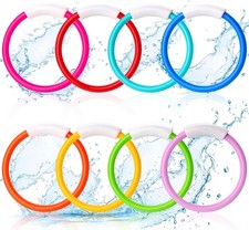 Dive Rings Pool Toys, 8 Pcs Colorful Pool Rings for Kids, Underwater Training Sw