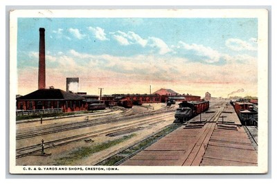 Creston IOWA 1918 C.B. & Q. R.R. YARDS Chicago Burlington & Quincy Railroad
