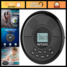 Portable CD Player with Rechargeable Battery - Wireless, Dual Speakers, Anti-Ski