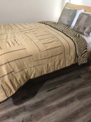 CHAPS RALPH LAUREN F/QUEEN COMFORTER ZIBRA ANIMAL PRINT BROWN TAN 90x88" EUC - Picture 11 of 14